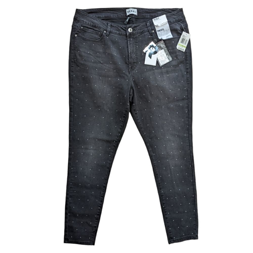 NWT Rebel Wilson x Angels Black The Pin Up Mid Rise Ultra Skinny Jeans Size 18W